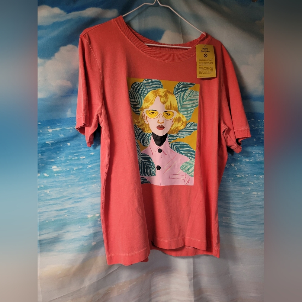 Bijou Karman x Target NWT portrait Tshirt Size Large Coral